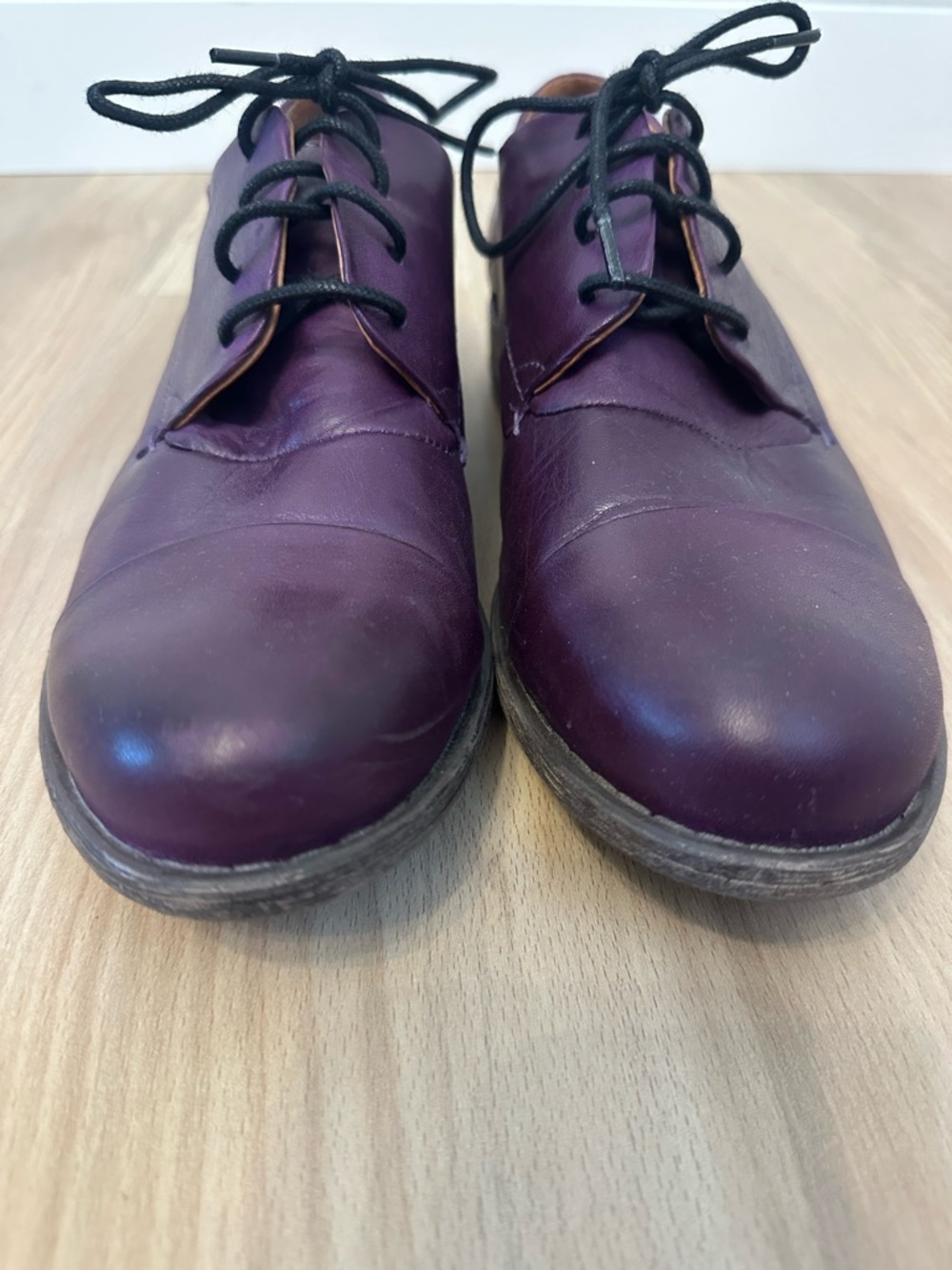 Miz Mooz Letty Eggplant Purple Leather Lace-Up Oxford Shoes - Picture 6 of 12